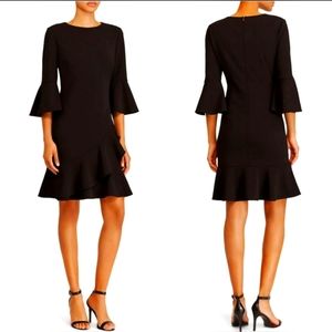 🖤 Lauren Black Ruffled Bell Sleeve dress size 8 NWT